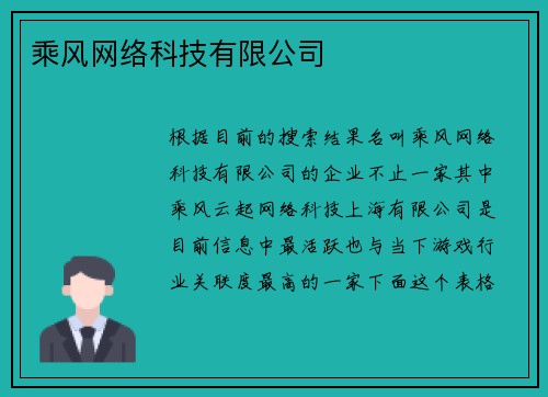 乘风网络科技有限公司