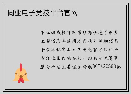 同业电子竞技平台官网